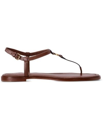 COACH Jessica Thong Leather Sandals - Brown