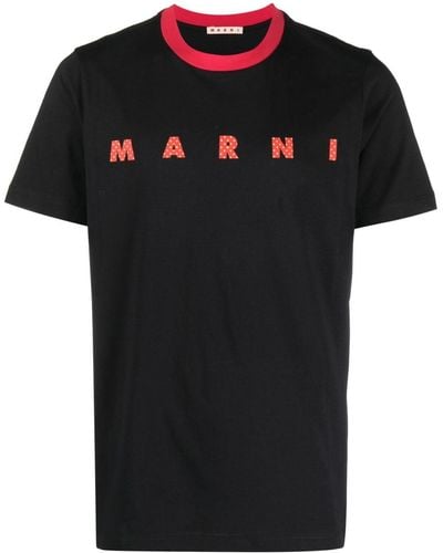 Marni Logo-print Cotton T-shirt - Black