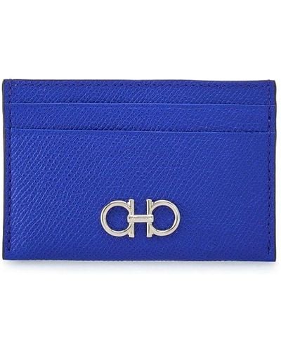 Ferragamo Gancini-plaque Leather Cardholder - Blue