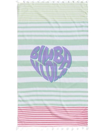 Bimba Y Lola Striped Logo-print Beach Towerl - Grey