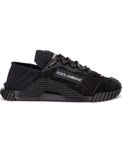 Dolce & Gabbana Ns1 Slip On Sneakers In Mixed Materials - Nero