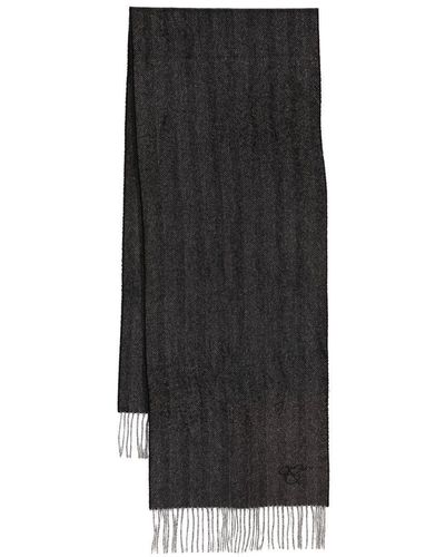 Canali Chevron-knit Cashmere Scarf - Black