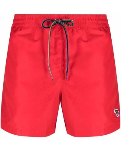 Paul Smith Logo-patch Swim Shorts - Red