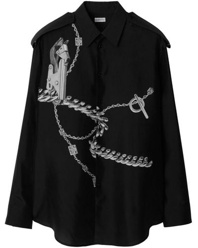 Burberry Zijden Overhemd - Zwart