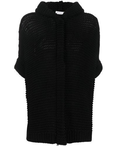 Brunello Cucinelli Chunky-knit Short-sleeve Hoodie - Black