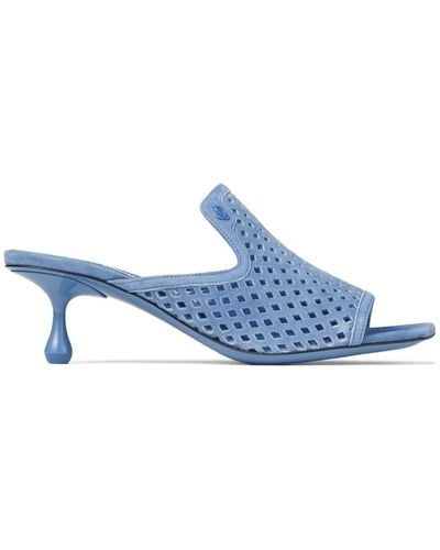 Jimmy Choo Ander 50mm Perforated Suede Mules - Blue