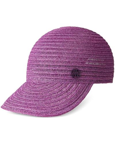Maison Michel Tiger Straw Cap - Purple