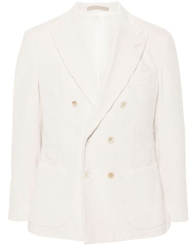 Eleventy Double-breasted Corduroy Blazer - Natural
