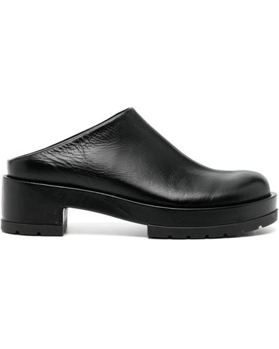 SAPIO Low-heel Leather Mules - Black