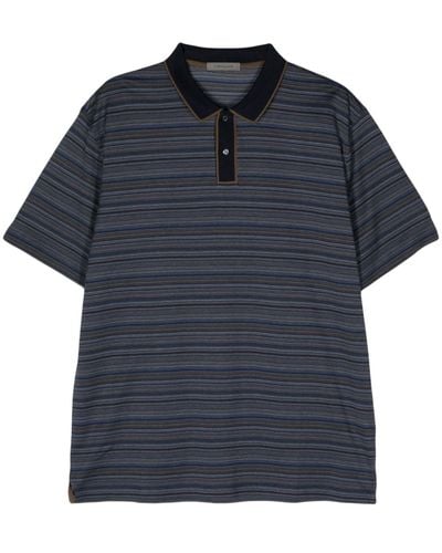 Corneliani Striped cotton polo shirt - Blu