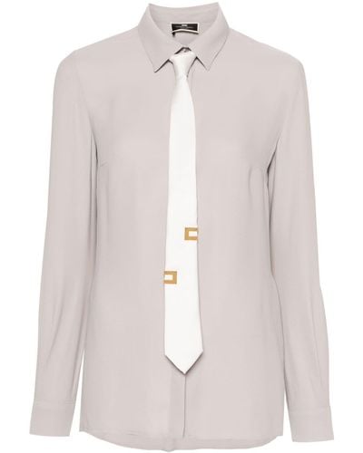 Elisabetta Franchi Tie-detail Georgette Blouse - Pink