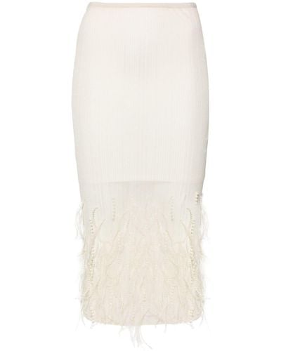 Patrizia Pepe Feather-detailing Midi Skirt - White