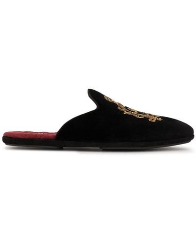 Dolce & Gabbana Logo embroidered slippers - Negro