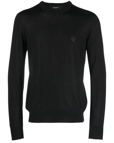 Versace Sweater Met Geborduurd Logo - Zwart