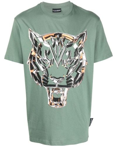 Philipp Plein Chrome Tiger T-Shirt - Grün