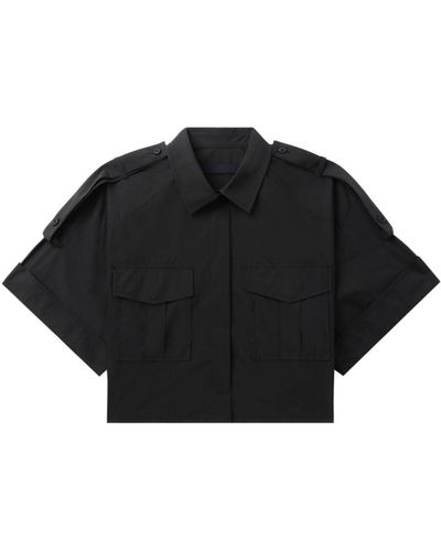 Juun.J Classic-collar Cropped Shirt - Black