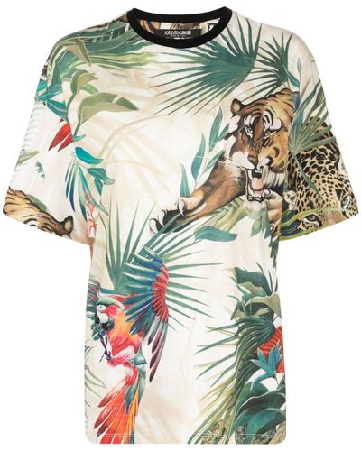 Roberto Cavalli T-Shirt mit Dschungel-Print - Grün