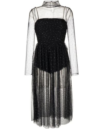 Rebecca Vallance Alyssa Sheer Midi Dress - Black