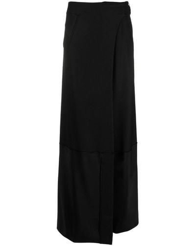Victoria Beckham Satin-trim Maxi Wrap Skirt - Black