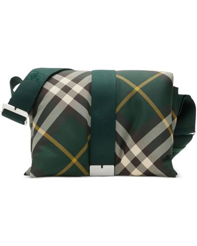 Burberry Pillow Checked Messenger Bag - Green
