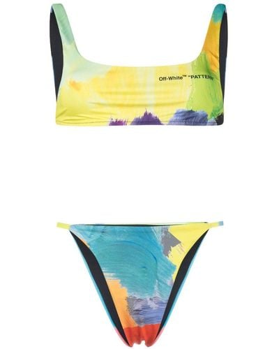 Off-White c/o Virgil Abloh Bikini con estampado de pintura - Amarillo