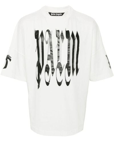 Palm Angels T-shirt à logo Gothic imprimé - Blanc