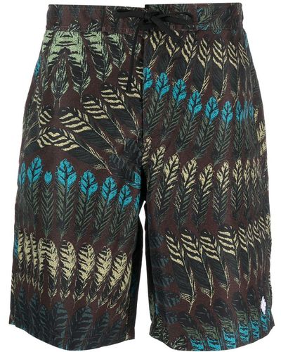 Marcelo Burlon Feather-print Swim Shorts - Gray