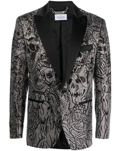 Philipp Plein Blazer à logo Lord Fit floqué - Noir