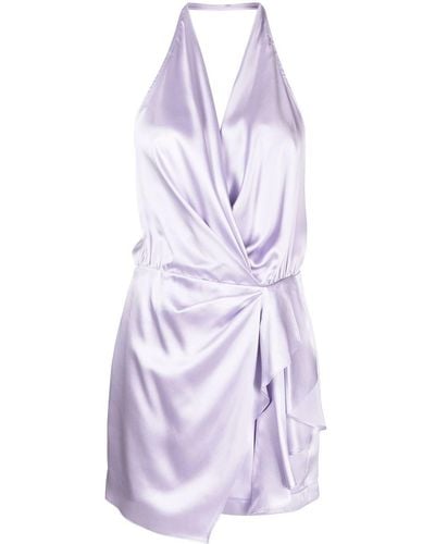 Michelle Mason Backless Halter Mini Dress - Purple