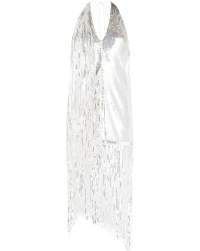 ROTATE BIRGER CHRISTENSEN Rotate Sequins Mini Fringe Dress - White