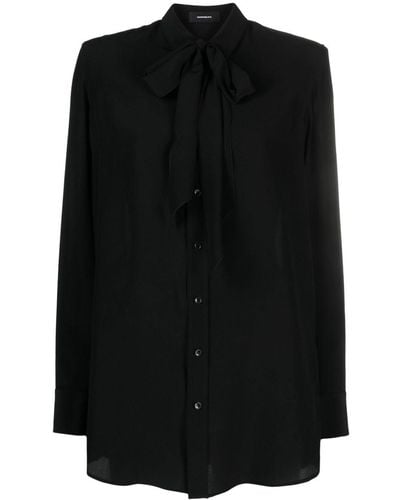 Wardrobe NYC Seidenhemd mit Schleifenkragen - Schwarz