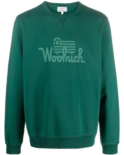 Woolrich Sweater Met Logoprint - Groen