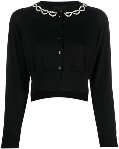 Simone Rocha Pearl-embellished Button-up Cardigan - Black