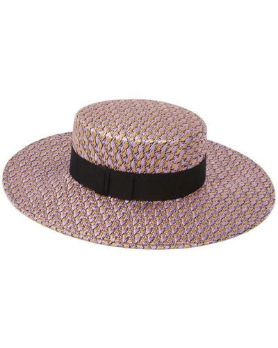 Nina Ricci Boater-Hut aus gewebtem Bast - Pink