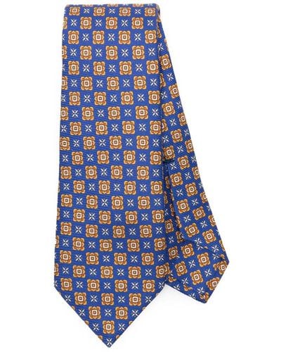 Kiton Cravate en soie à motif géométrique - Bleu