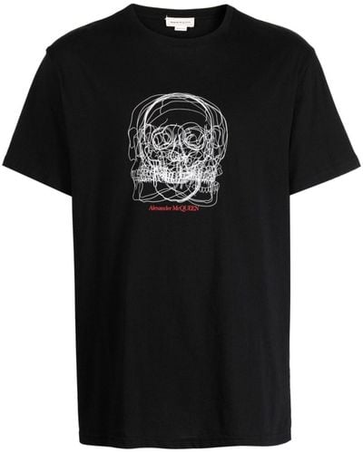 Alexander McQueen Skull Sketch グラフィック Tシャツ - ブラック
