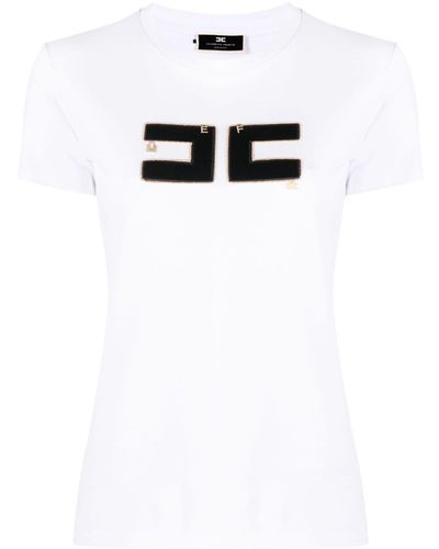 Elisabetta Franchi Logo-charm Cotton T-shirt - White