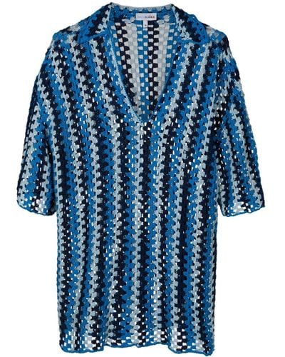 Amir Slama X Mahaslama V-neck Crochet T-shirt - Blue