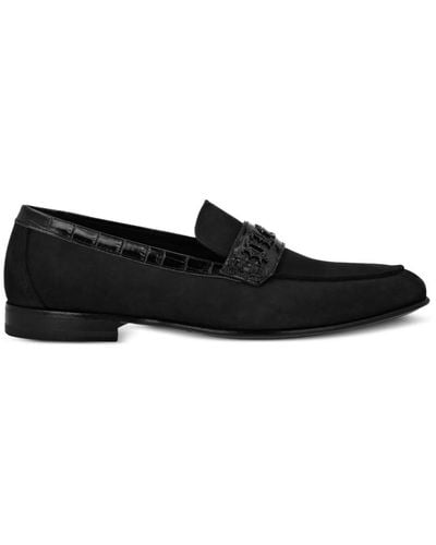 Philipp Plein Crocodile-effect Leather Loafers - Black