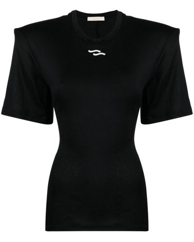 Ssheena T-shirt en coton à logo brodé - Noir