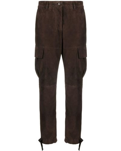 P.A.R.O.S.H. Straight-leg Suede Trousers - Brown
