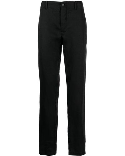 Forme D'expression Mid-rise Linen Straight-leg Pants - Black