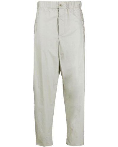 Giorgio Armani Elasticated-waist Cotton Trousers - Grey