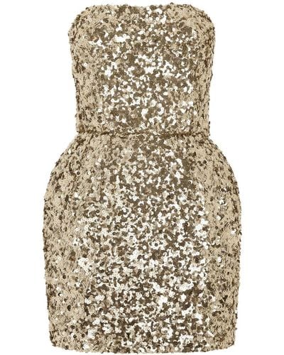 Dolce & Gabbana Sequin-embellished Strapless Minidress - Natural