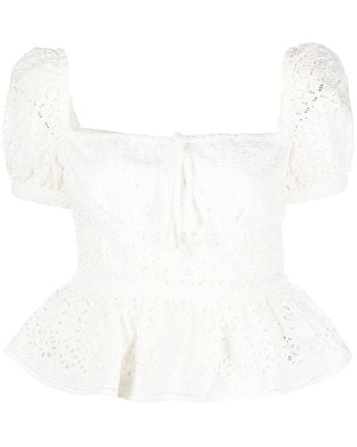 Self-Portrait Broderie Anglaise Top - Wit