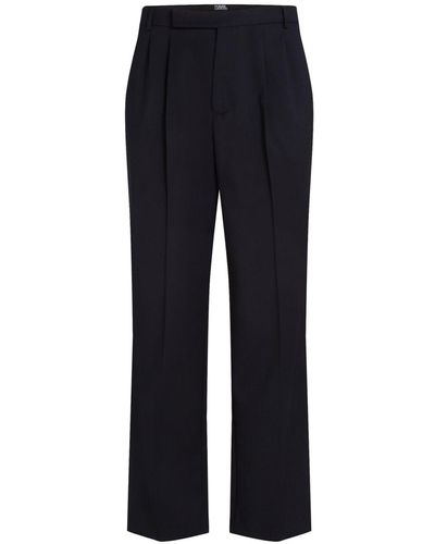 Karl Lagerfeld Logo-embroidered Tailored Pants - Blue