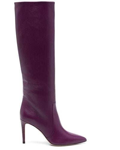 Paris Texas 85mm Stiletto-heel Leather Boots - Purple