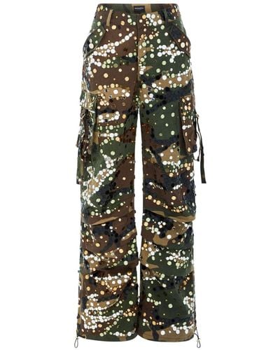 retroféte Pantaloni Alexia con stampa camouflage - Verde