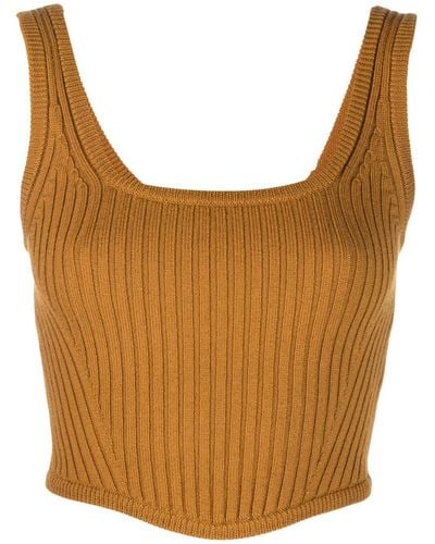 Forte Forte Ribbed-knit Cropped Top - Brown