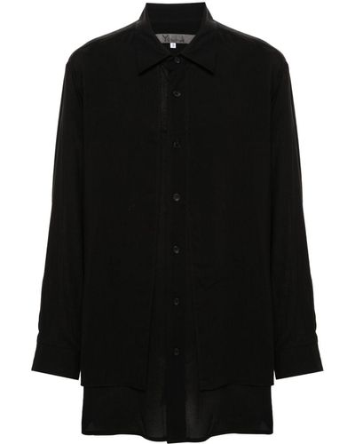 Y's Yohji Yamamoto Overlapping Button-up Shirt - Black